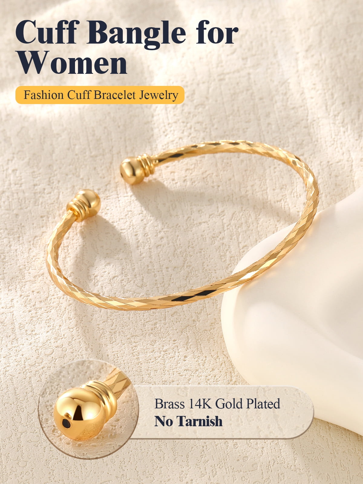 Twisted Bracelet for Women Open Bracelet Jewelry Solid Cuff Bangle