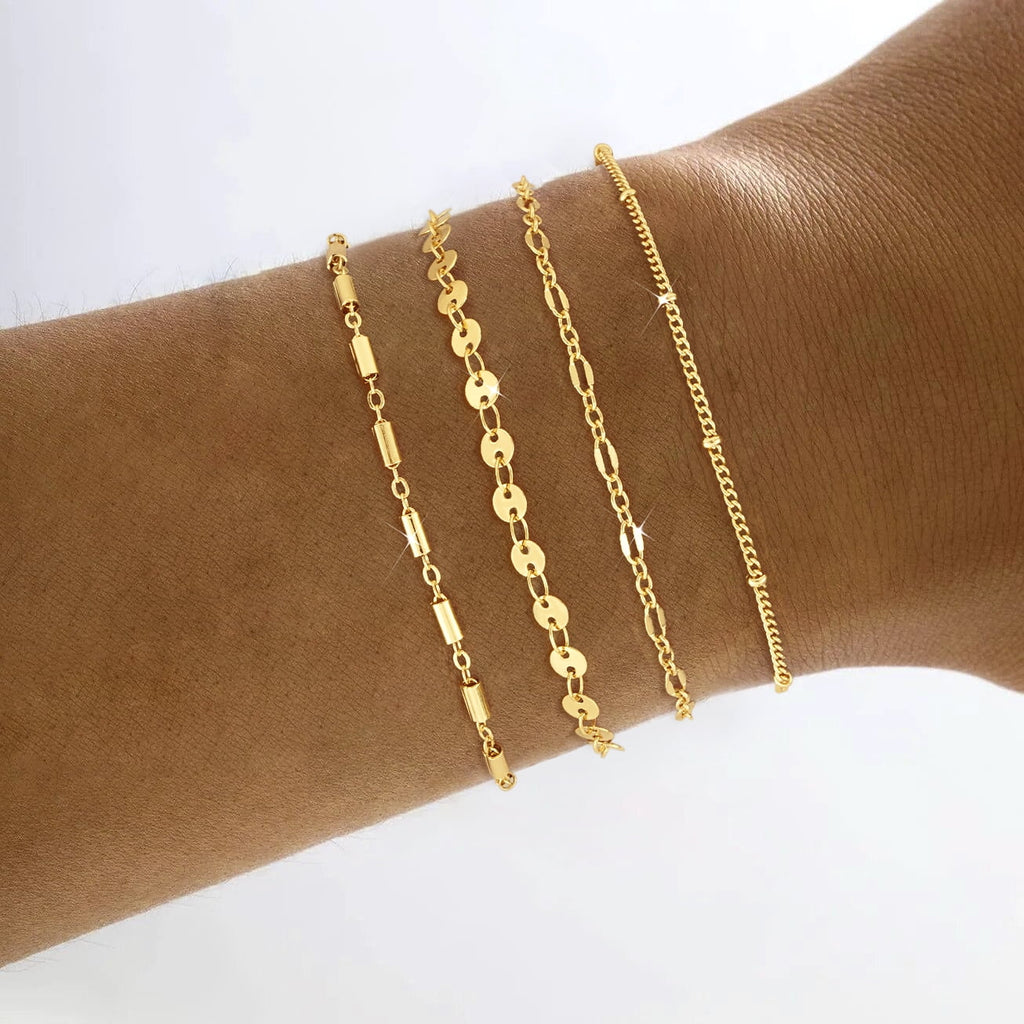 6PCS Bracelets for Women 14K Plated Dainty Layered Stacking Jewelry Set Gifts