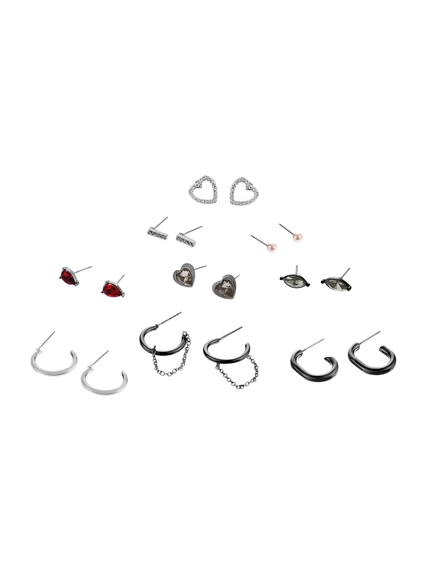 Women's Tone Western Mixed Stud &amp; Hoop 9-Piece Earring Set