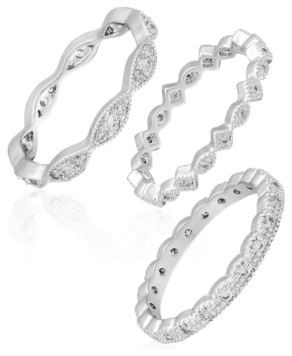 Women's Believe in AAA Cubic Zirconia Fine Plate Ring Set in Size 8.