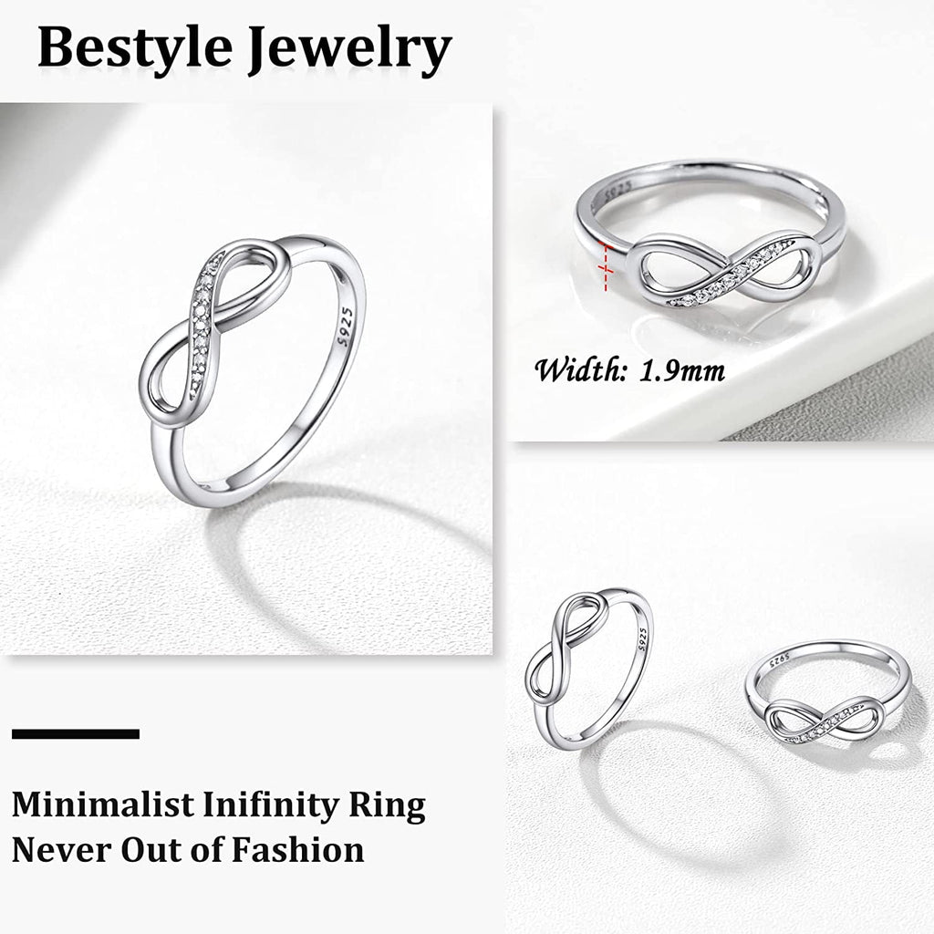 Created Diamond Engagement Rings for Women 925 Sterling Infinity Wedding Band Gifts Size 4-12