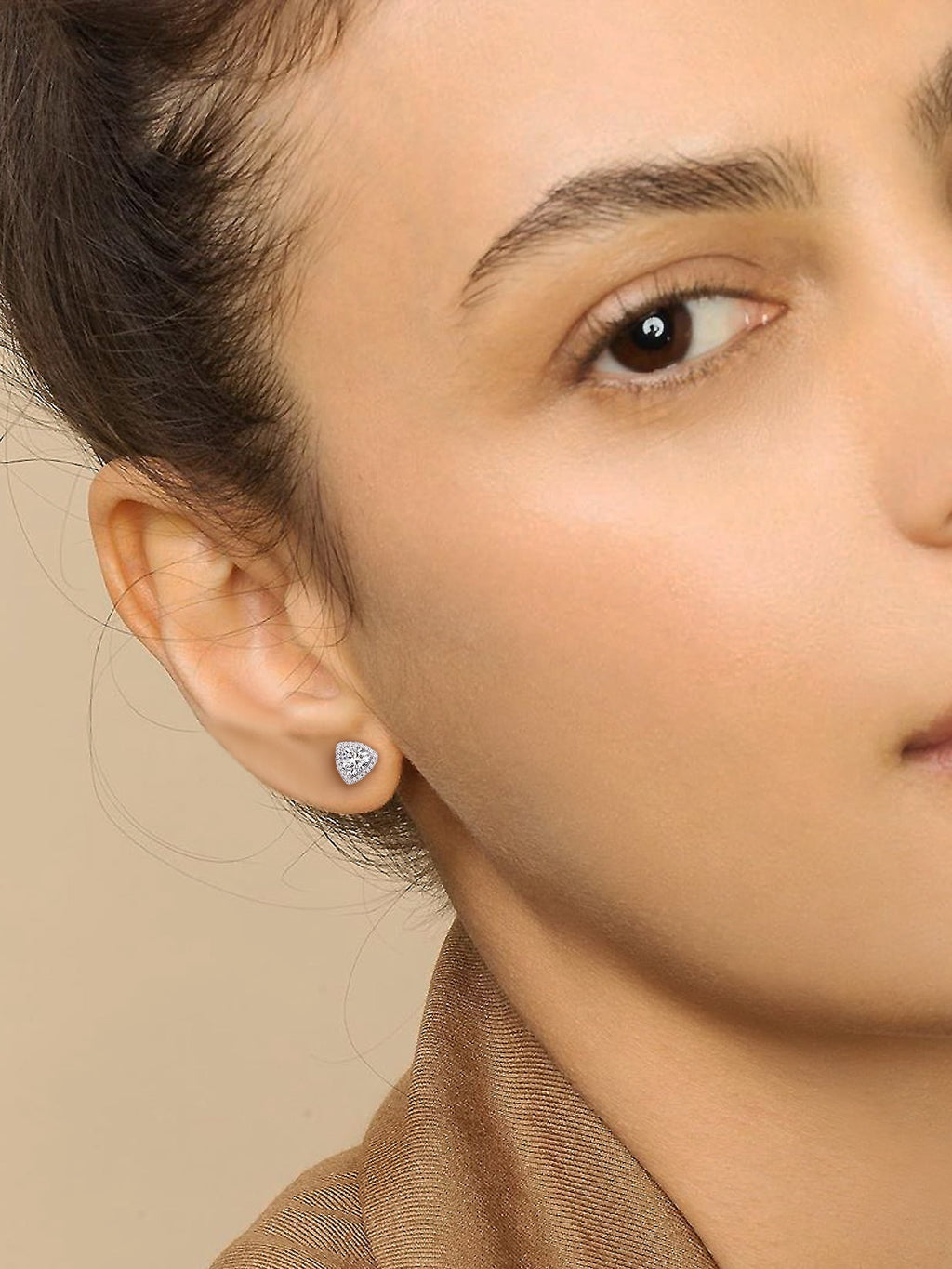 Stud Earrings for Women, 925 Sterling Heart Created Diamond Studs Earrings / Gifts - September