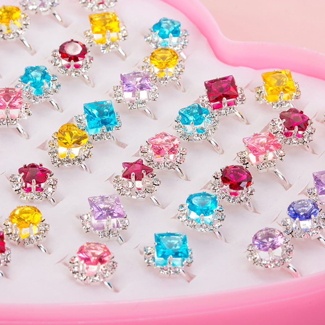 Multicolor Cartoon Adjustable Rings, Jewelry, 0.59 in, 36 Count