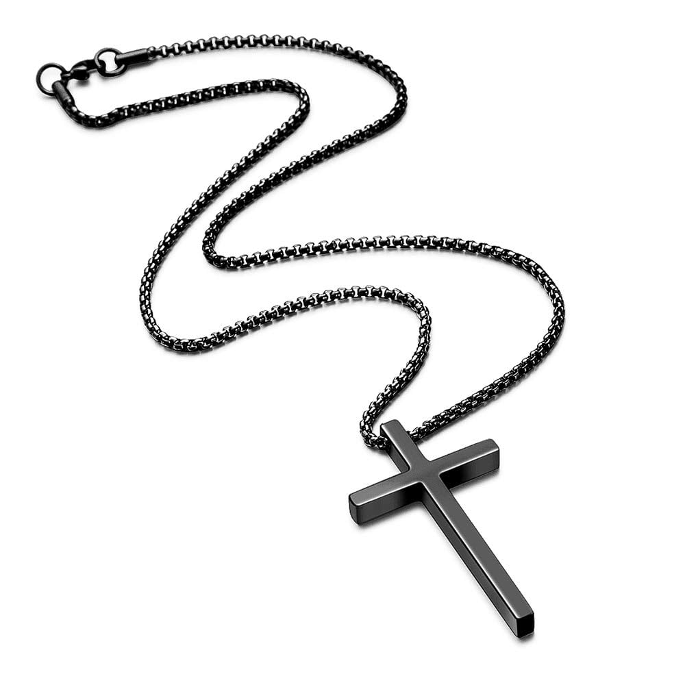 Cross Necklaces for Men Boys 316L Stainless Steel Pendant 16-30 inch Chain Jewelry Catholic Christian Easter Gifts for Men Father Husband Grandpa