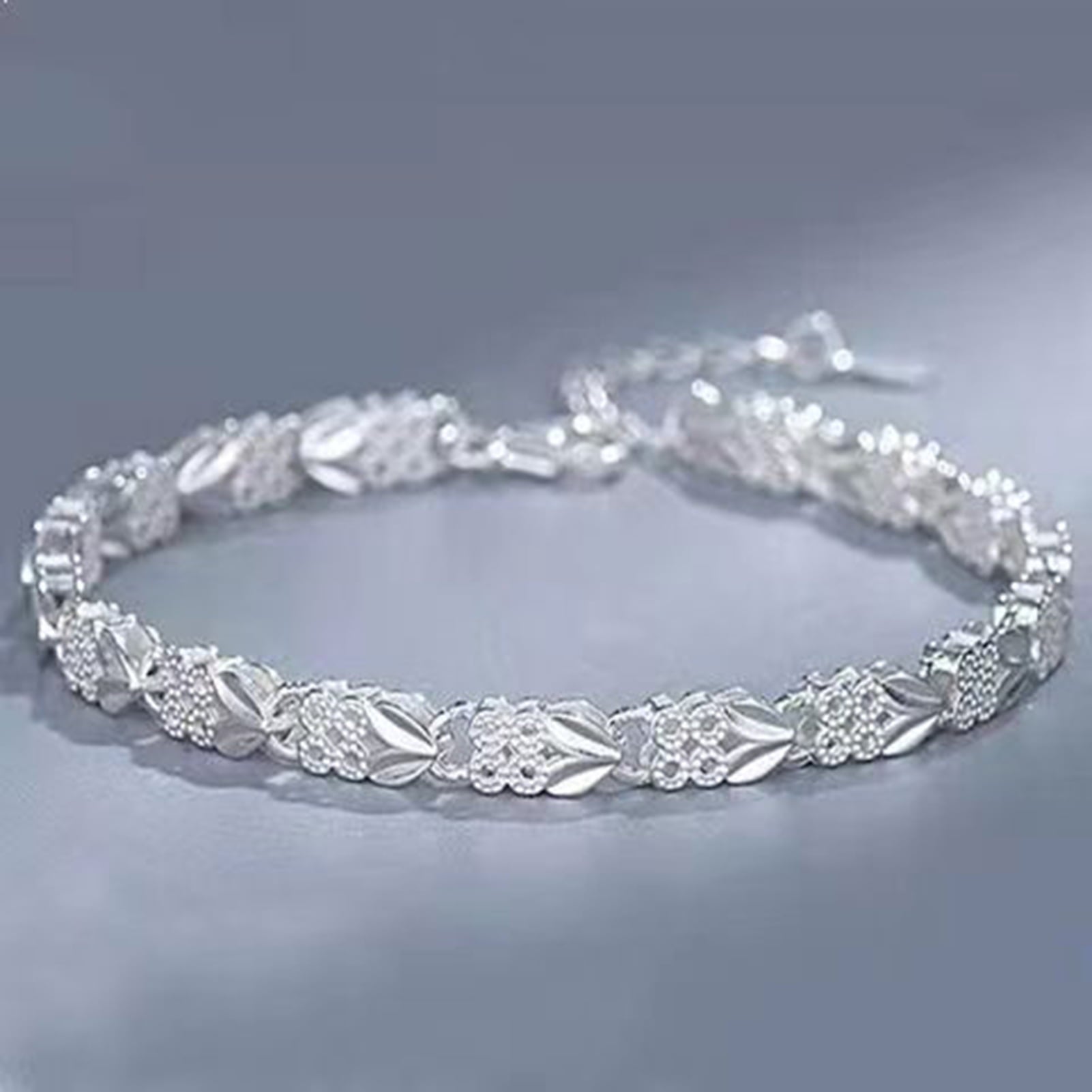 Women's 925 Sterling Bracelet Bangle Chain Banquet Jewelry