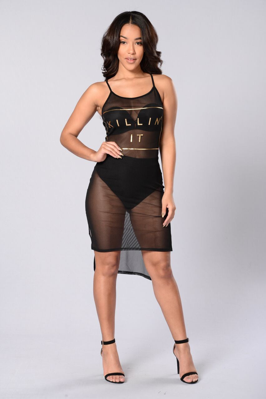 Killin' It Mesh Dress - Black